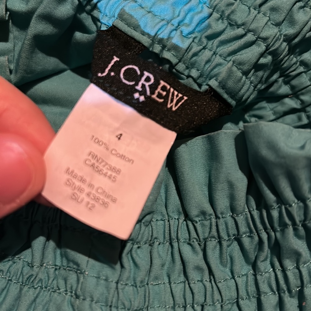 J Crew Teal skirt Ruffled elastic waist band size4 - Picture 2 of 2